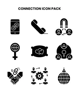 Connection Glyph Bundle Icons Pack 스톡 일러스트