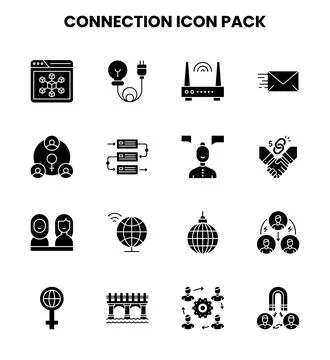 Connection Glyph Graphics Icons Pack Stock Illustration