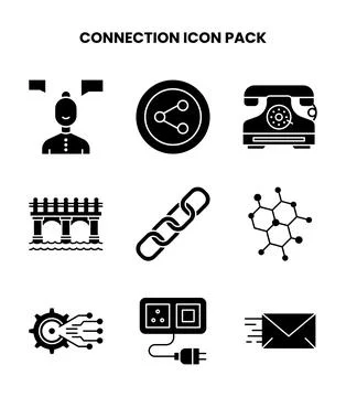 Connection Glyph Set Icons Pack Stock Illustration