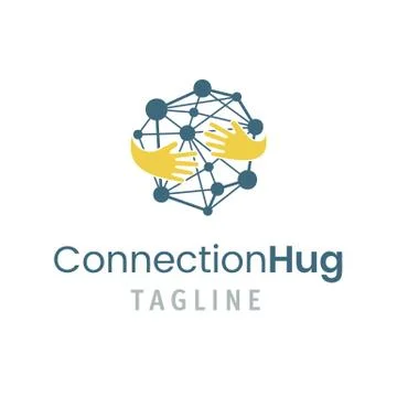 Connection hug logo template. Vector illustration of creative emblem with Stock Illustration
