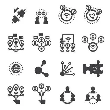 Connection icon set Stock Illustration