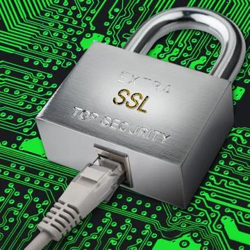 Connection to internet security, electronic security, Internet traffic encr.. Fotos Stock