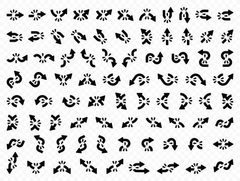 Connection interrupted arrows or cursor set of 80 icons Stock Illustration