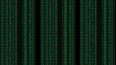 Connection with IP addresses routing. Internet network shell console. Big data Stock Footage 170611487