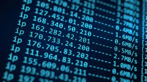 Connection with IP addresses routing. Internet network shell console. Big data Stock Footage 170790865