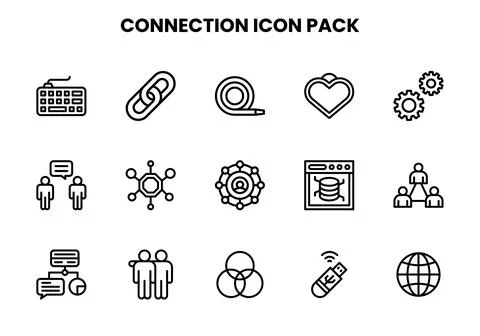 Connection Line Design Icons Pack Stock Illustration