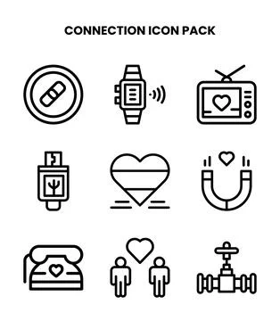Connection Line Design Icons Pack 스톡 일러스트