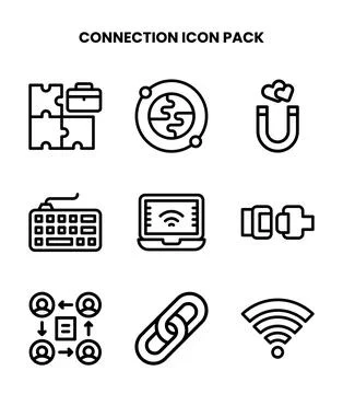 Connection Line Icons Pack Stock Illustration