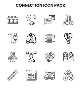 Connection Line Set Icons Pack Stock Illustration