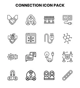 Connection Line Set Icons Pack Stock Illustration
