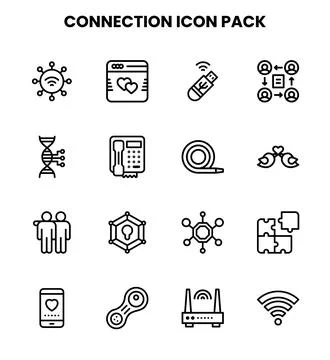 Connection Line UI Icons Pack Stock Illustration