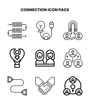 Connection Line Vector Icons Pack Stock Illustration