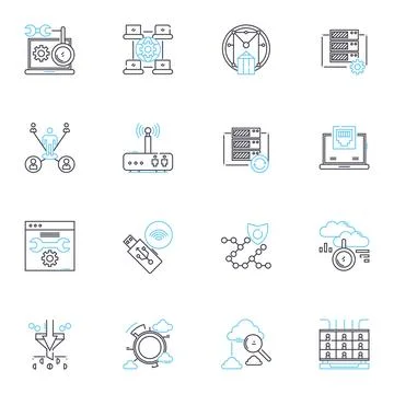 Connection linear icons set. Bond, Link, Unite, Fellowship, Association Illustrazione stock
