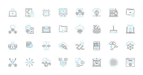 Connection linear icons set. Bond, Link, Unite, Fellowship, Association Illustrazione stock