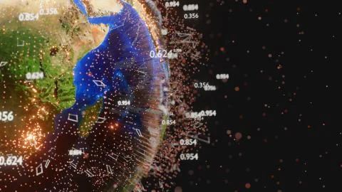 Connection lines and dots around Earth globe Stock Illustration