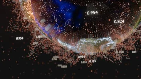 Connection lines and dots around Earth globe Stock Illustration
