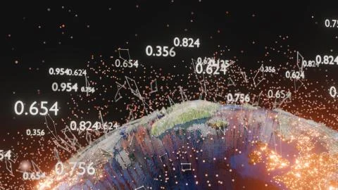 Connection lines and dots around Earth globe Stock Illustration
