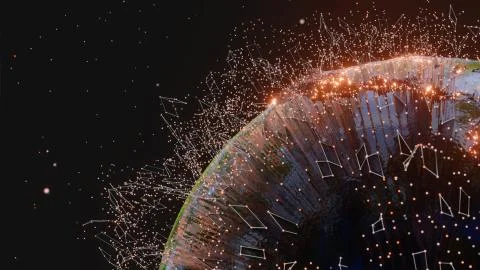 Connection lines and dots around Earth globe Stock Illustration