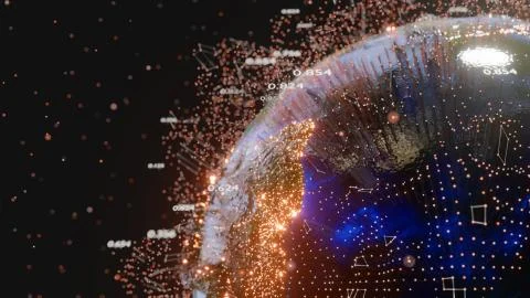 Connection lines and dots around Earth globe Stock Illustration