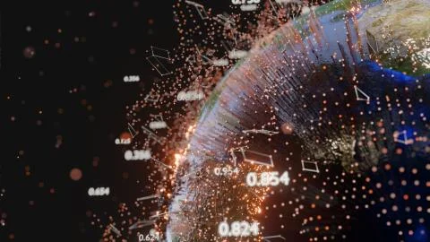 Connection lines and dots around Earth globe 스톡 일러스트