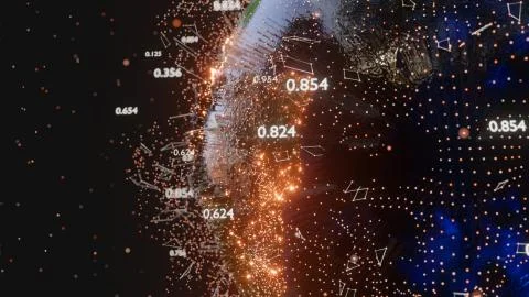 Connection lines and dots around Earth globe Illustrazione stock