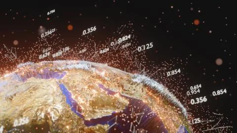 Connection lines and dots around Earth globe Stock Illustration