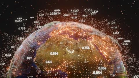 Connection lines and dots around Earth globe Stock Illustration