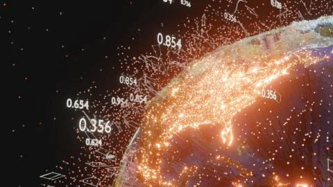 Connection lines and dots around Earth globe Stock Illustration