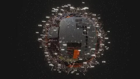 Connection Lines and Dots Around Digital Sphere 스톡 일러스트