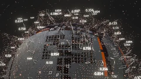 Connection Lines and Dots Around Digital Sphere 스톡 일러스트