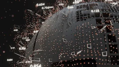 Connection Lines and Dots Around Digital Sphere 스톡 일러스트