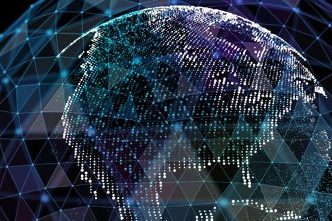 Connection lines Around Earth Globe, Theme Background with Light Effect. Global Illustrazione stock