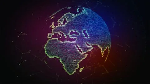 Connection lines Around Earth Globe. Background with Light Effect. Global Illustrazione stock