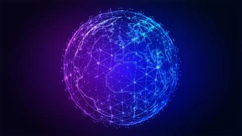 Connection lines Around Earth Globe. Background with Light Effect. Global Stock-Illustration