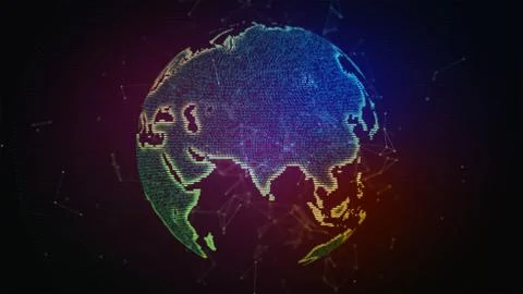 Connection lines Around Earth Globe. Background with Light Effect. Global Illustrazione stock