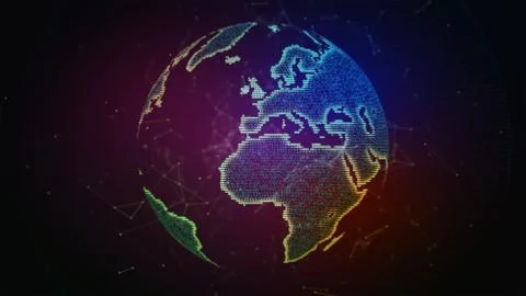 Connection lines Around Earth Globe. Background with Light Effect. Global Illustrazione stock