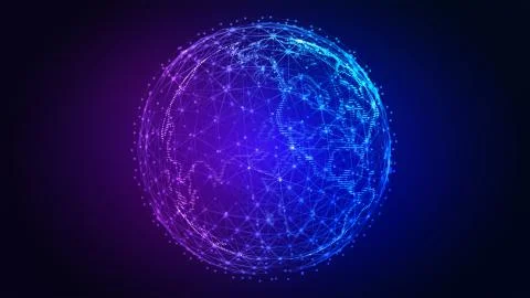 Connection lines Around Earth Globe. Background with Light Effect. Global Stock-Illustration
