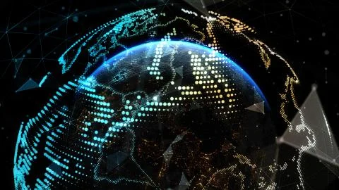 Connection lines Around Earth Globe. Some elements of the image provided by NASA 스톡 일러스트