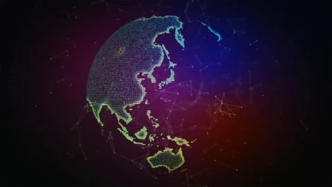 Connection lines Around Earth Globe, Futuristic Technology Background with Light 스톡 일러스트