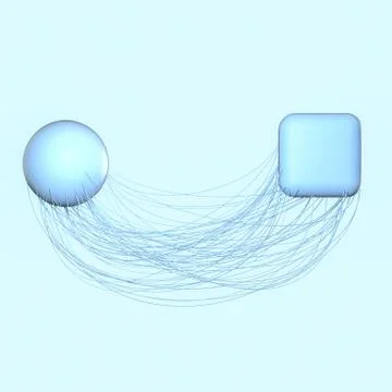 Connection lines with creative geometries, 3d rendering. Stock Illustration