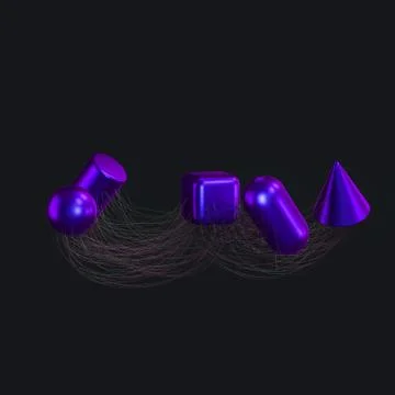 Connection lines with creative geometries, 3d rendering. Stock Illustration