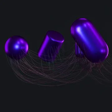 Connection lines with creative geometries, 3d rendering. Stock Illustration