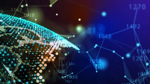 Connection lines Globe. Background with Light Effect. Global International 스톡 일러스트