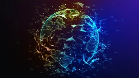 Connection lines Globe. Background with Light Effect. Global International Illustrazione stock