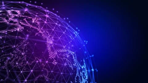 Connection lines Globe. Background with Light Effect. Global International Illustrazione stock