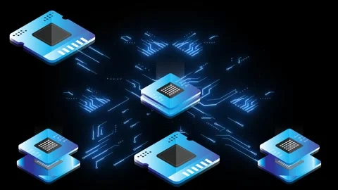 Connection lines neon light effect green screen background Stock Footage 303941300