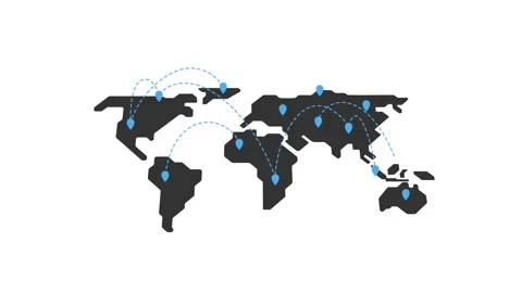 Connection Lines on World Map animation representing global networking Video stock 309772657