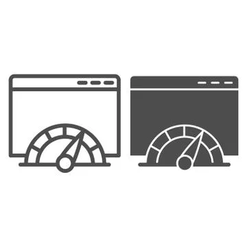 Connection load speed window line and solid icon. Web browser page with Stock Illustration