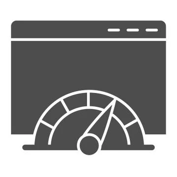 Connection load speed window solid icon. Web browser page with speedometer Stock Illustration