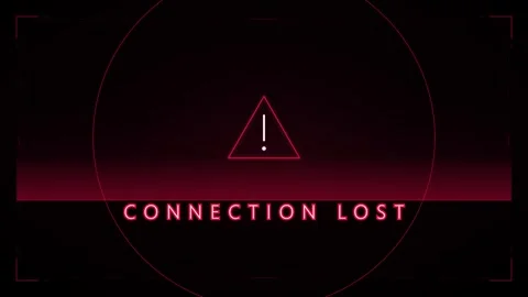 Connection lost digital warning screen with red alert and hud interface ove.. Stock Footage 337558696